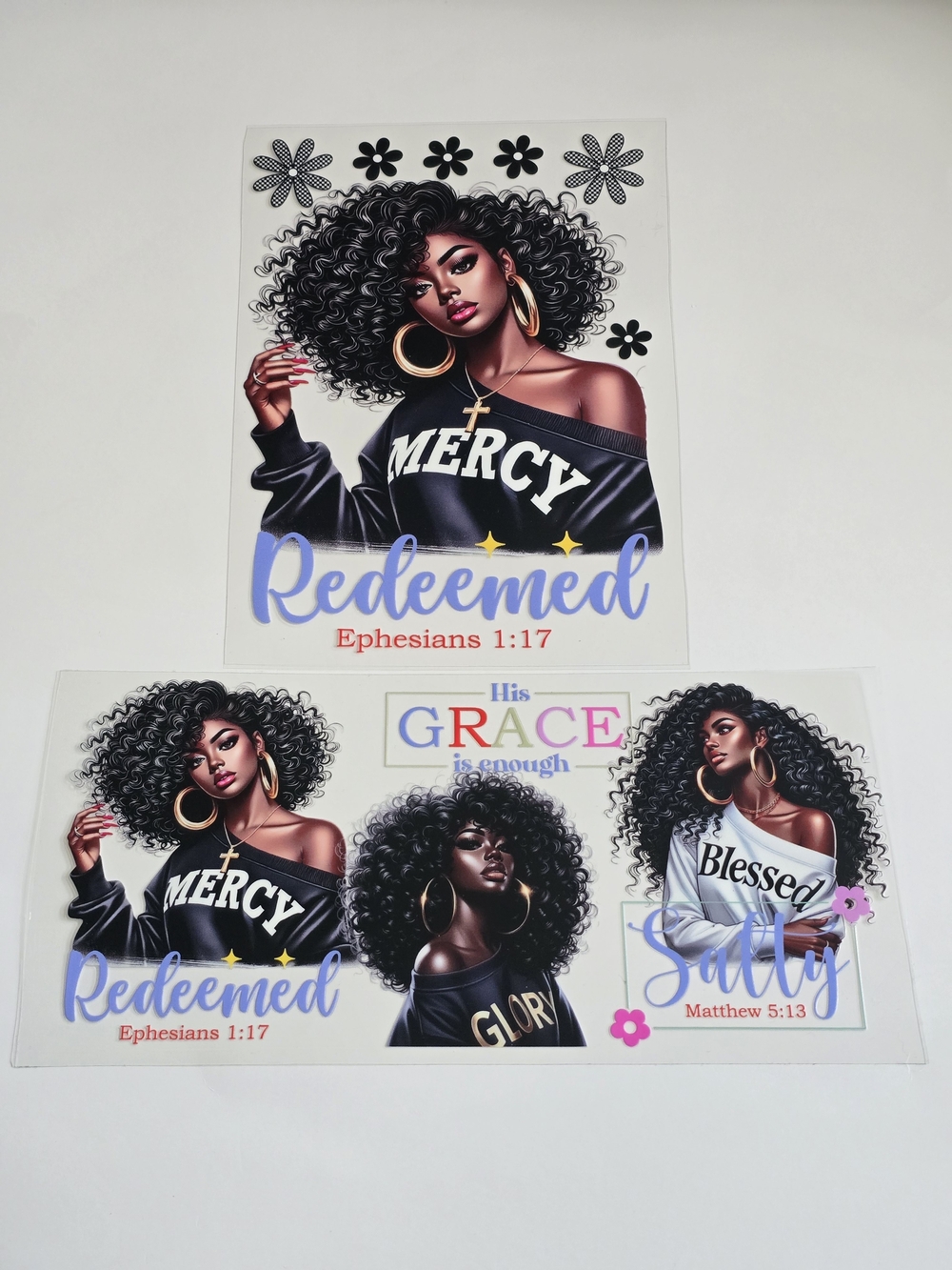 UV DTF Wrap Set. Redeemed Mercy Inspirational Set.